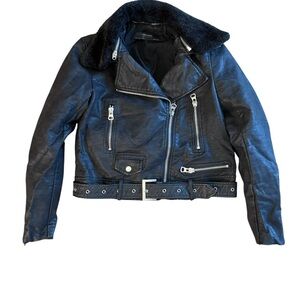 Zara Black Leather Biker Jacket